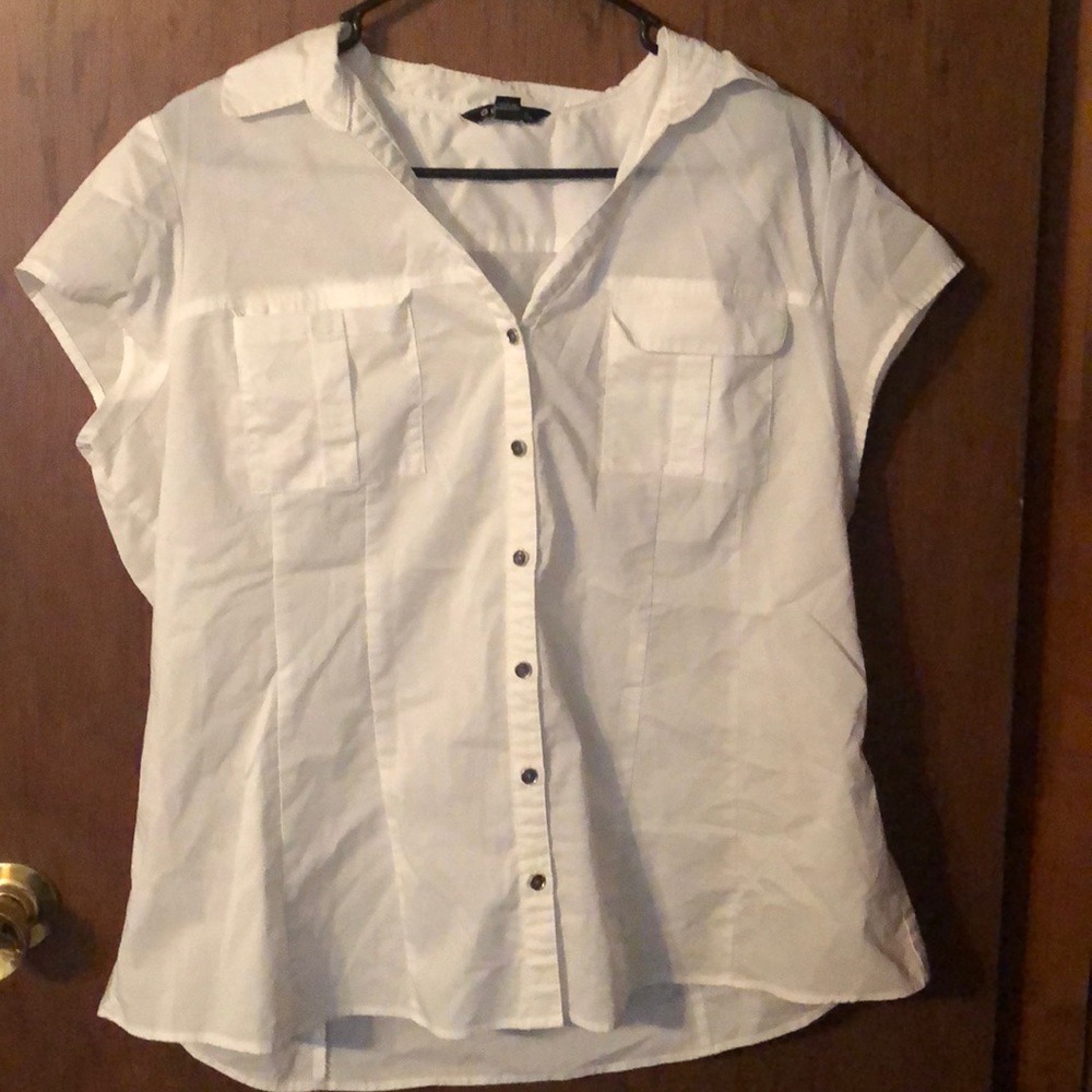 Women’s short sleeve, white blouse.